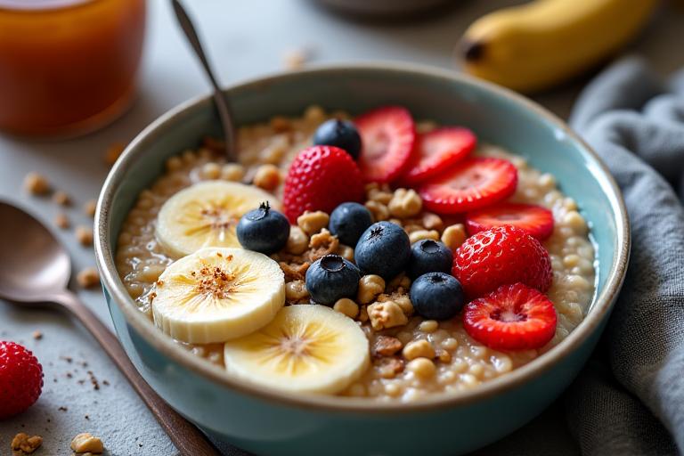 Avena con frutas y frutos secos